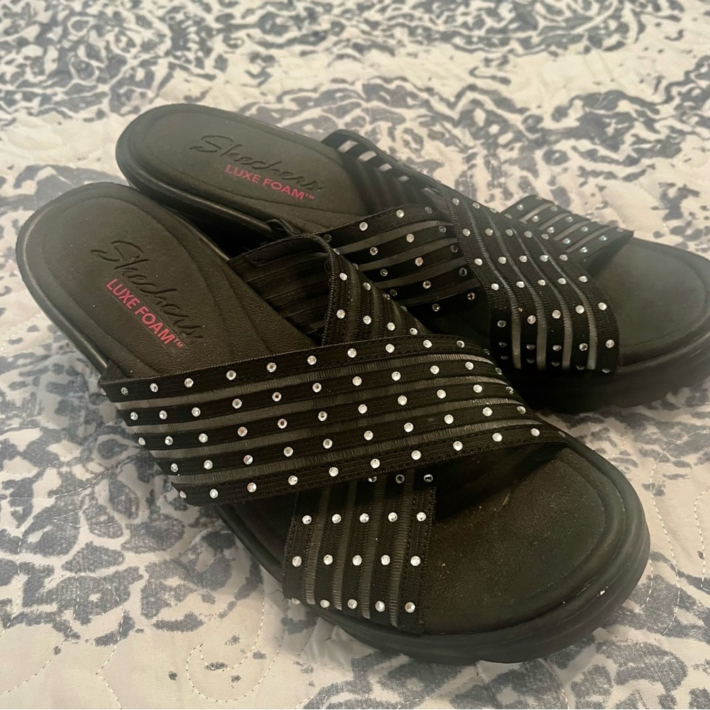 Skechers Women's Black Slide Sandals